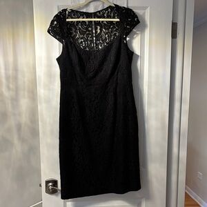 J Crew Black Lace Cap-Sleeve Sheath Dress